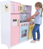 Детска Кухня GINGER HOME,  Дървена Играчка за Ролеви Игри с Цветен Дизайн, Размери 90x30x90 см - Image 2