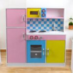 Детска Кухня GINGER HOME,  Дървена Играчка за Ролеви Игри с Цветен Дизайн, Размери 90x30x90 см - Image 8