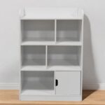 Детска Секция GINGER HOME за Съхранение на Книжки и Играчки, Етажерка с 4 Нива и Вратичка - Бяла - Image 7