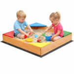 Детски дървен пясъчник GINGER HOME с 4 седалки – 90x90 см, за двор и градина - Image 3