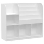 Детски Органайзер GINGER HOME, Етажерка с Рафтове за Играчки и Книги, 3 Текстилни Кутии, Дървен, Бял, 92x30x80 см, Монтесори - Image 6