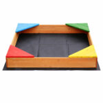 Детски дървен пясъчник GINGER HOME с 4 седалки – 90x90 см, за двор и градина - Image 4