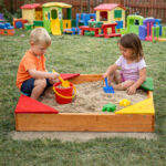 Детски дървен пясъчник GINGER HOME с 4 седалки – 90x90 см, за двор и градина - Image 6
