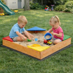 Детски дървен пясъчник GINGER HOME с 4 седалки – 90x90 см, за двор и градина - Image 7