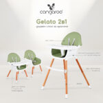 Дървен стол за хранене Gelato 2в1 мента - Image 2