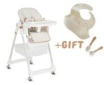 Детски стол за хранене с подарък Lindo бял