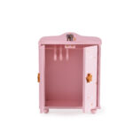 Дървен гардероб за кукли с 3 закачалки розов - Image 4