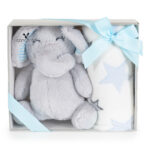 Бебешко одеяло 90/75 cm с играчка Elephant blue - Image 2