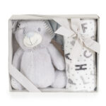 Бебешко одеяло 90/75 cm с играчка Grey bear - Image 2