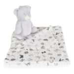 Бебешко одеяло 90/75 cm с играчка Grey bear - Image 3