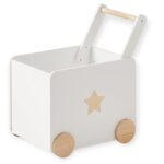 Кутия за Играчки GINGER HOME с Колелца за Бутане, Дървена, Бяла, 38х45х54 см. - Image 2