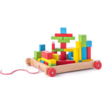 Дървен конструктор с количка