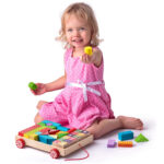 Дървен цветен конструктор с количка - Image 5