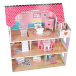 Дървена къща за кукли с LED осветление и аксесоари - Image 8