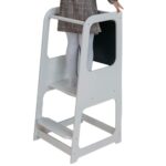 Монтесори Кула GINGER HOME, Образователно Столче с Черна Дъска и Регулируема Височина, Бяла, за Деца от 1-4 години - Image 5