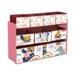 Органайзер за Играчки и Книжки,  Детска Етажерка с 9 Текстилни Коша за Съхранение - SUPER GIRL