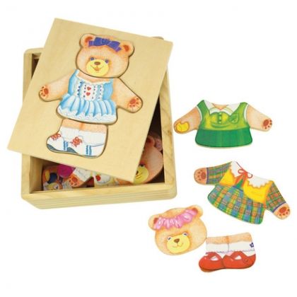 Bigjigs- Дървен пъзел мече за преобличане Мисис Беър