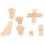 Bigjigs - Комплект от дървени ЖП релси - Прави и разклоняващи