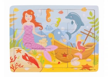 Дървен пъзел в рамка - Русалка Puzzle Mermaid