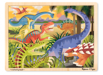 Дървен пъзел в рамка - Динозаври - 24 части