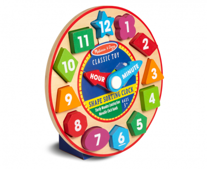 Melissa & Doug - Дървен часовник сортер - Цветове и форми
