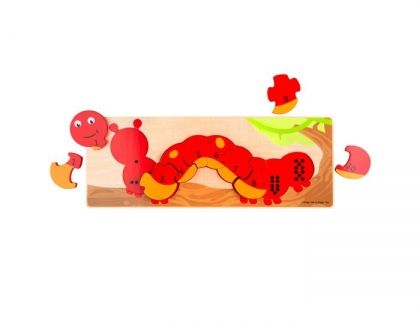 Дървен пъзел за броене - Гъсеничка