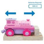 Дървен локомотив на батерия - Розов - Image 3