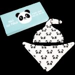 Комплект шапка с лигавник - Панда