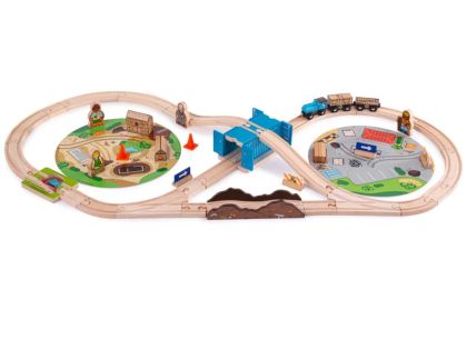 Дървен железопътен комплект - 50 Части