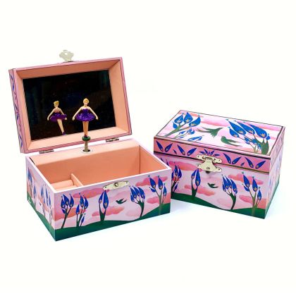 Музикална кутия за бижута „Ethereal“ с огледало и отделение за пръстени – Happy Birds