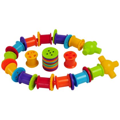 Bigjigs - Конструктор за нанизване - Макари и копчета