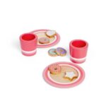 Bigjigs - Дървен комплект с мляко и бисквити - Розов