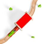 Bigjigs - Дървен тухлен тунел с релса - Червен - Image 5